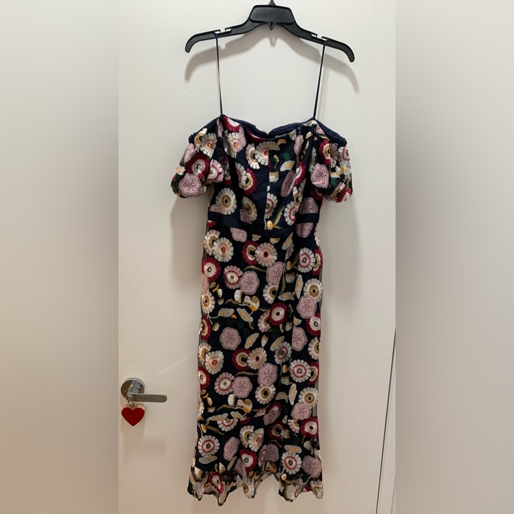 Sam Edelman Helium Floral Embroidered Off the Shoulder Dress (Size 10) - Picture 5 of 16